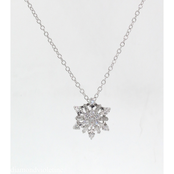 Diamond snowflake necklace clearance in 14k white gold